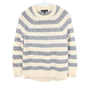 4/$25 BANANA REPUBLIC Size XS Grey Cream Mixed Stitch Striped Pullover Sweater
